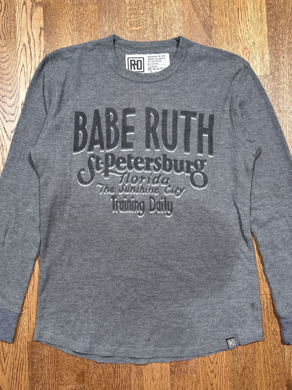 Roots of Fight Babe Ruth Florida Thermal Waffle Knit L/S T Shirt Mens Medium
